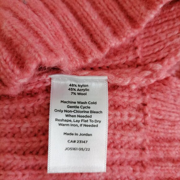Talbots Coral Pink Drop Shoulder Shawl Collar Knitted Pullover Sweater Size XL - Picture 6 of 7
